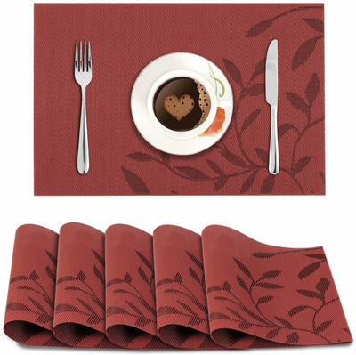 HOKiPO Rectangular Pack of 6 Table Placemat(Red, PVC)