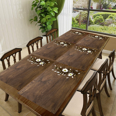 SANRAKSSHAN Rectangular Pack of 6 Table Placemat(Brown, Peach, PVC)