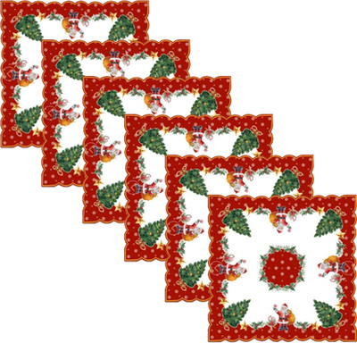 Christian Mart Rectangular Pack of 6 Table Placemat(Red, Green, PVC)