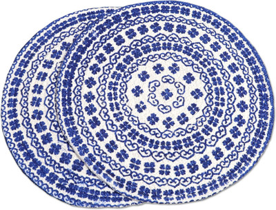 shiv charan Round Pack of 2 Table Placemat(Blue, Cotton)