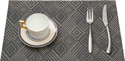 HS WORLD Rectangular Pack of 1 Table Placemat(Grey, PVC)