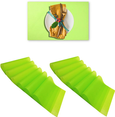 Lellow Rectangular Pack of 12 Table Placemat(Light Green, PVC)