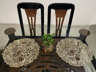 DELHI PVC CORP Round Pack of 2 Table Placemat(Gold, PVC)