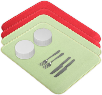 KUBER INDUSTRIES Rectangular Pack of 4 Table Placemat(Green, Red, Microfibre)