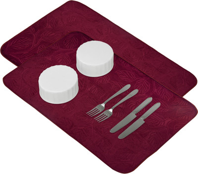 KUBER INDUSTRIES Rectangular Pack of 2 Table Placemat(Maroon, Microfibre)