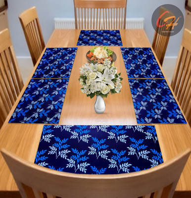 Comfort House Rectangular Pack of 6 Table Placemat(Blue, PVC)