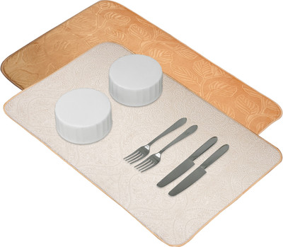 KUBER INDUSTRIES Rectangular Pack of 2 Table Placemat(Yellow, Gold, Microfibre)