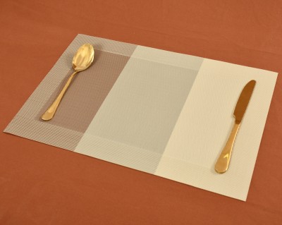 YELLOW WEAVES Rectangular Pack of 6 Table Placemat(Beige, Brown, PVC)