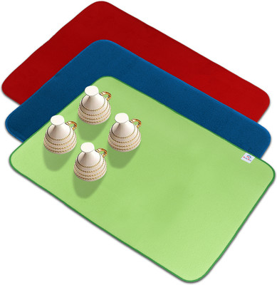 Heart Home Rectangular Pack of 3 Table Placemat(Multicolor, Microfibre)