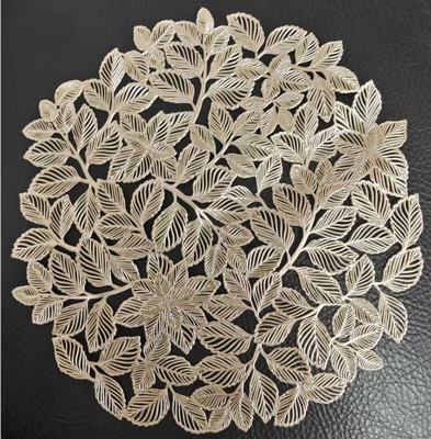 SHRI MAHAVIR IMPEX Round Pack of 6 Table Placemat(Gold, Lace)