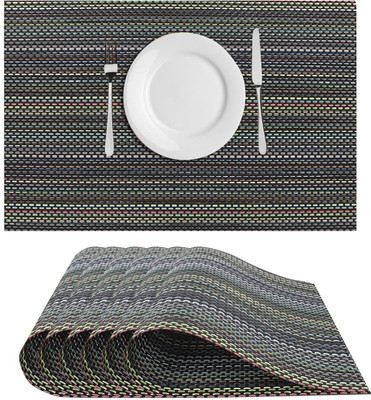 Dakshya Industries Rectangular Pack of 6 Table Placemat(Green, PVC)