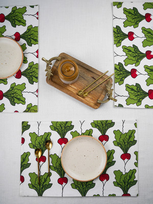 RATAN CART Rectangular Pack of 4 Table Placemat(Green, Cotton)