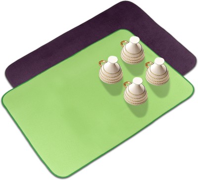 KUBER INDUSTRIES Rectangular Pack of 2 Table Placemat(Purple, Green, Microfibre)