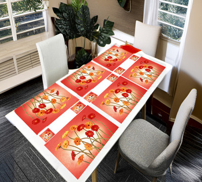 REVEXO Rectangular Pack of 6 Table Placemat(Multicolor, PVC)