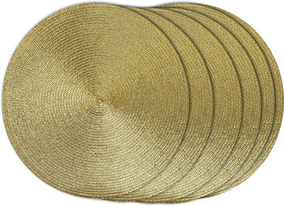 TIED RIBBONS Round Pack of 6 Table Placemat(Gold, Plastic)