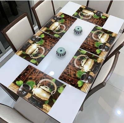 LOTUSKING Rectangular Pack of 6 Table Placemat(Grey, PVC)