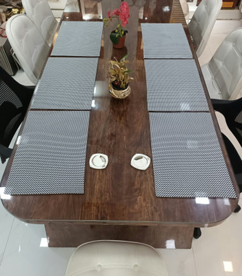 KiaraHome Rectangular Pack of 6 Table Placemat(Black, PVC)