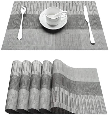 KitchEase Rectangular Pack of 5 Table Placemat(Grey, PVC)