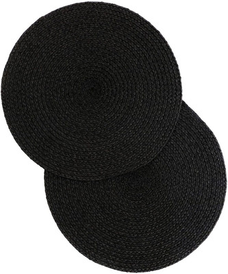 The Home Talk Round Pack of 2 Table Placemat(Black, Polyester)