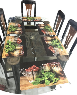 LaVichitra Rectangular Pack of 6 Table Placemat(Multicolor, PVC)