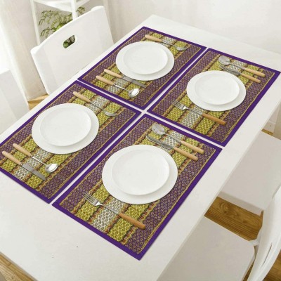 orric Rectangular Pack of 4 Table Placemat(Purple, River Grass)