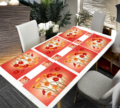 REVEXO Rectangular Pack of 6 Table Placemat(Multicolor, PVC)
