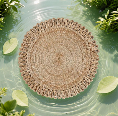 pjute Round Pack of 1 Table Placemat(Beige, Jute)