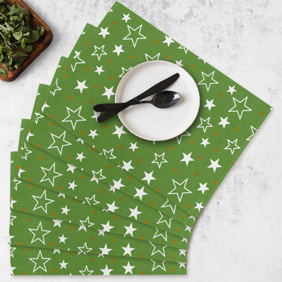 OASIS Rectangular Pack of 6 Table Placemat(Green, Cotton)