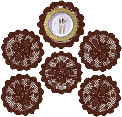 Heart Home Round Pack of 6 Table Placemat(Maroon, Cotton)