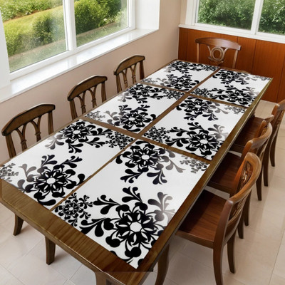 REVEXO Rectangular Pack of 6 Table Placemat(Black, PVC)