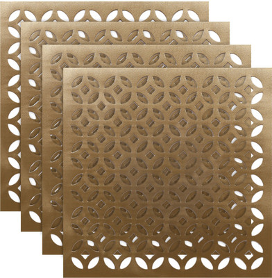 KUBER INDUSTRIES Square Pack of 4 Table Placemat(Gold, Leather)