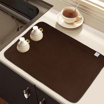 Heart Home Rectangular Pack of 1 Table Placemat(Brown, Microfibre)