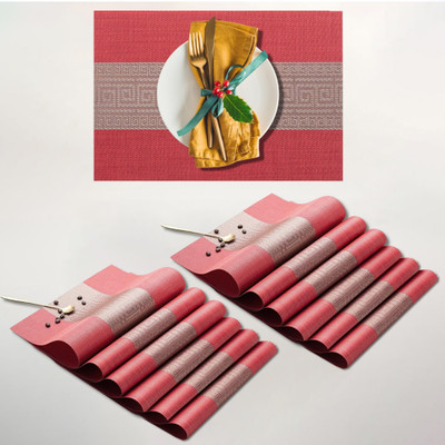 Daidokoro Rectangular Pack of 12 Table Placemat(Red, Grey, PVC)