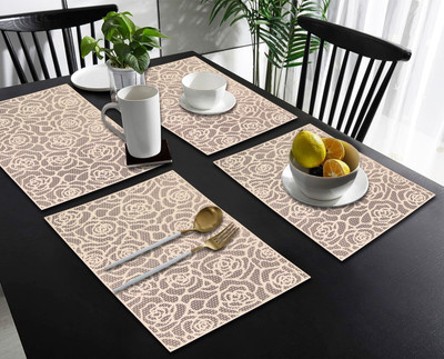 DPA Collection Rectangular Pack of 4 Table Placemat(Gold, PVC)