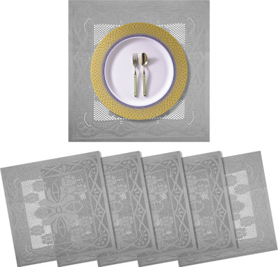 KUBER INDUSTRIES Square Pack of 6 Table Placemat(White, Cotton)