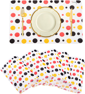 HOMESTIC Rectangular Pack of 6 Table Placemat(White, PVC)