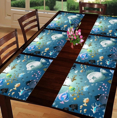 REVEXO Rectangular Pack of 6 Table Placemat(Multicolor, PVC)