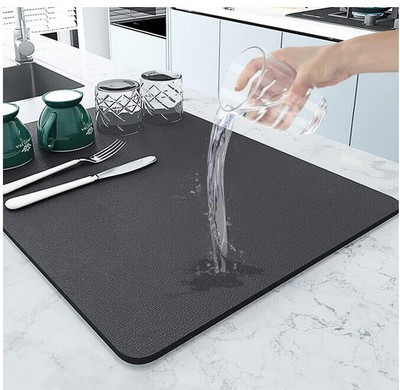 REFINEMART Rectangular Pack of 2 Table Placemat(Black, Polyester)