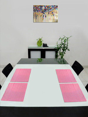 Saral Home Rectangular Pack of 4 Table Placemat(Pink, Cotton)