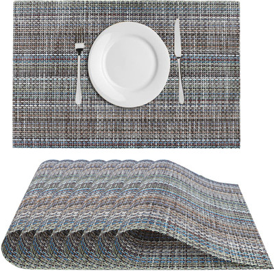 Dakshya Industries Rectangular Pack of 8 Table Placemat(Grey, PVC)