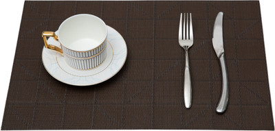 HS WORLD Rectangular Pack of 1 Table Placemat(Brown, PVC)