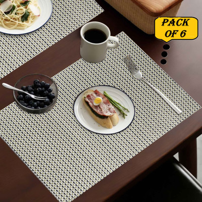 Dakshya Industries Rectangular Pack of 6 Table Placemat(Green, Black, PVC)