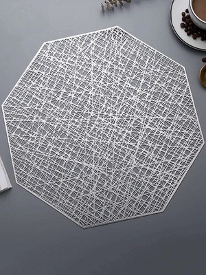 Dakshya Industries Cut Corner Pack of 2 Table Placemat(Silver, PVC)