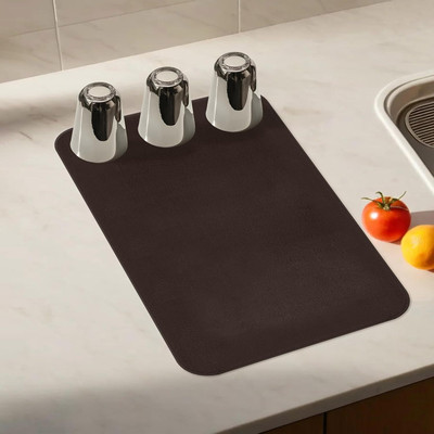 HOMESTIC Rectangular Pack of 1 Table Placemat(Brown, Microfibre)