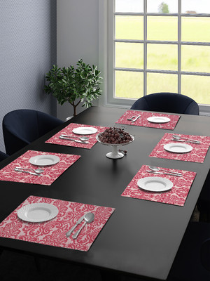 Saral Home Rectangular Pack of 6 Table Placemat(Maroon, Cotton)