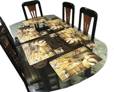 DELHI PVC CORP Rectangular Pack of 6 Table Placemat(Brown, PVC)