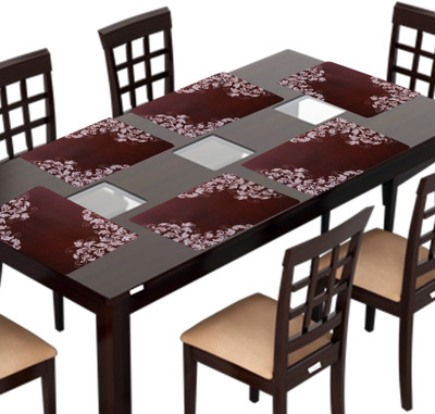 Fancy Walas Rectangular Pack of 6 Table Placemat(Maroon, PVC)