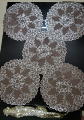 EMPORIUM WORLD Round Pack of 5 Table Placemat(Brown, Lace)