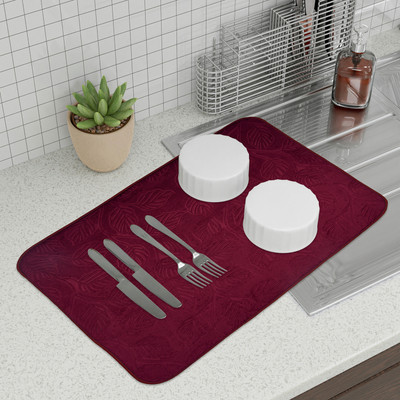 KUBER INDUSTRIES Rectangular Pack of 1 Table Placemat(Maroon, Microfibre)