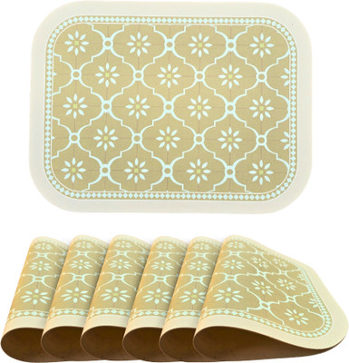Lellow Rectangular Pack of 6 Table Placemat(Light Green, Beige, Leather)